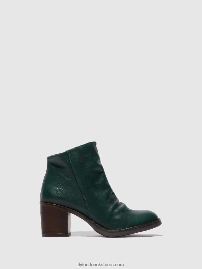 Zip Up Ankle Boots BELL061 Women Fly London 4V24RT186 VERONA GREEN FOREST