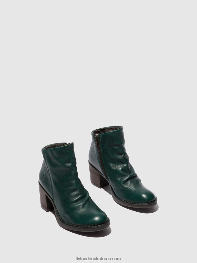 Zip Up Ankle Boots BELL061 Women Fly London 4V24RT186 VERONA GREEN FOREST