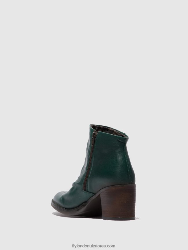 Zip Up Ankle Boots BELL061 Women Fly London 4V24RT186 VERONA GREEN FOREST