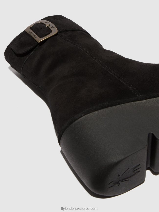 Zip Up Ankle Boots BEPP396 Women Fly London 4V24RT5 OIL SUEDE BLACK