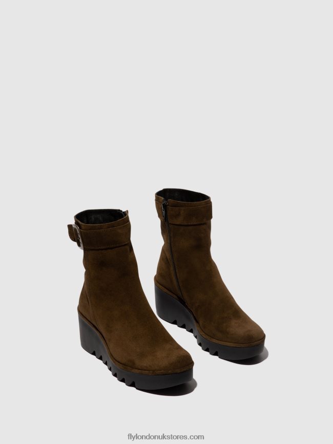 Zip Up Ankle Boots BEPP396 Women Fly London 4V24RT61 SLUDGE
