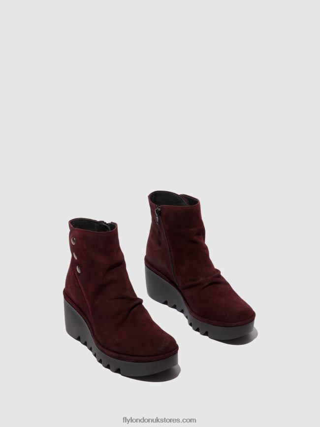 Zip Up Ankle Boots BROM344 Women Fly London 4V24RT181 OILSUEDE WINE