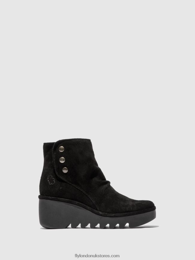 Zip Up Ankle Boots BROM344 Women Fly London 4V24RT182 OILSUEDE BLACK