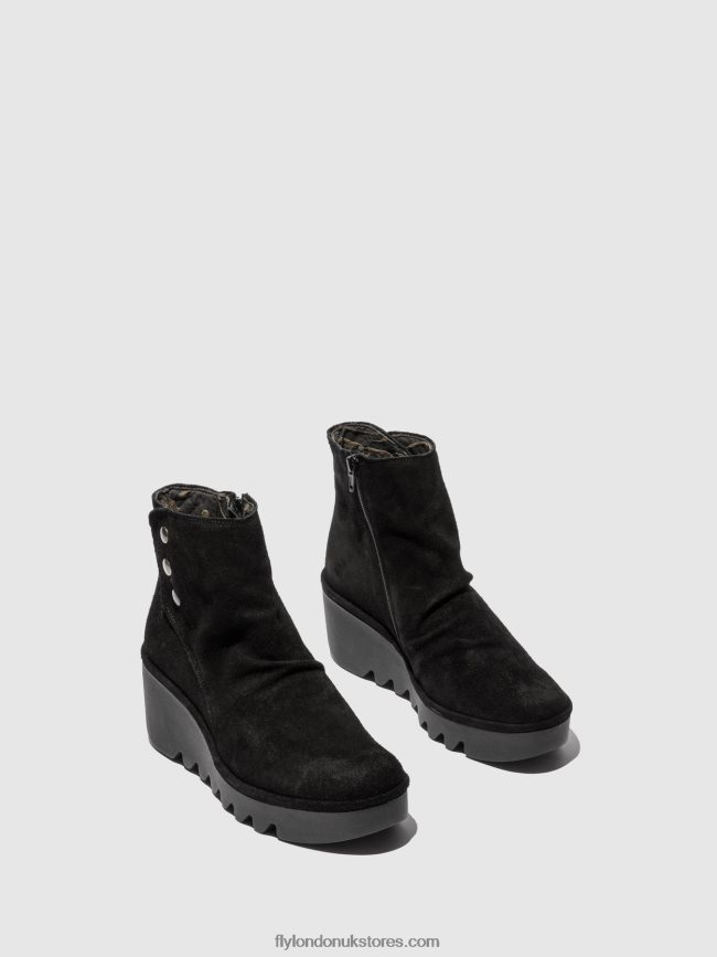 Zip Up Ankle Boots BROM344 Women Fly London 4V24RT182 OILSUEDE BLACK