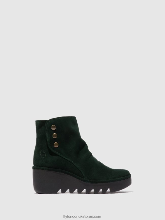 Zip Up Ankle Boots BROM344 Women Fly London 4V24RT184 OILSUEDE GREEN FOREST