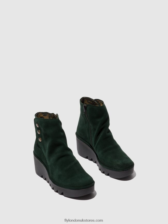 Zip Up Ankle Boots BROM344 Women Fly London 4V24RT184 OILSUEDE GREEN FOREST