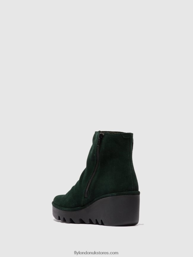 Zip Up Ankle Boots BROM344 Women Fly London 4V24RT184 OILSUEDE GREEN FOREST