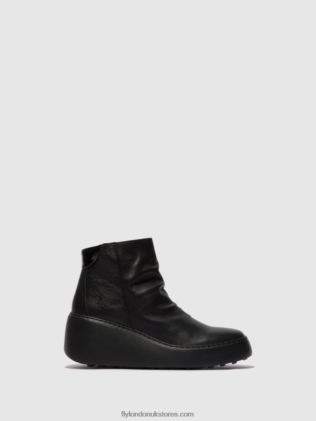 Zip Up Ankle Boots DABE461 Women Fly London 4V24RT58 BLACK (BLACK SOLE)
