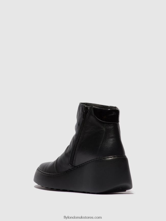 Zip Up Ankle Boots DABE461 Women Fly London 4V24RT58 BLACK (BLACK SOLE)