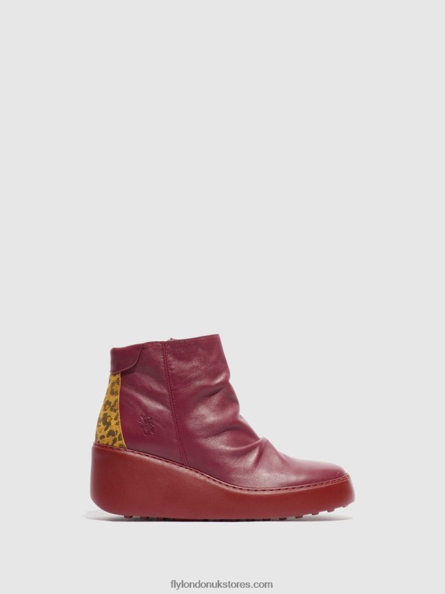 Zip Up Ankle Boots DABE461 Women Fly London 4V24RT59 WINE/TAN