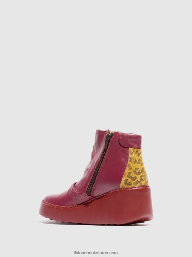 Zip Up Ankle Boots DABE461 Women Fly London 4V24RT59 WINE/TAN