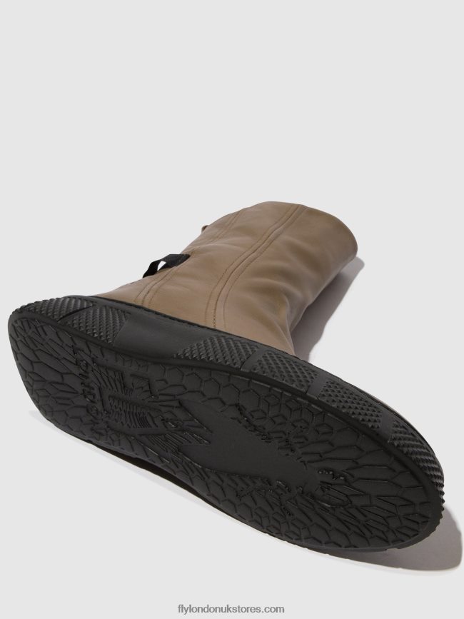 Zip Up Ankle Boots ESEN485 Women Fly London 4V24RT60 TAUPE (BLACK SOLE)