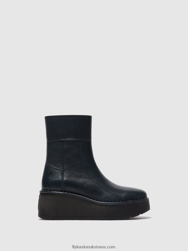 Zip Up Ankle Boots HANN248 Women Fly London 4V24RT56 NAVY