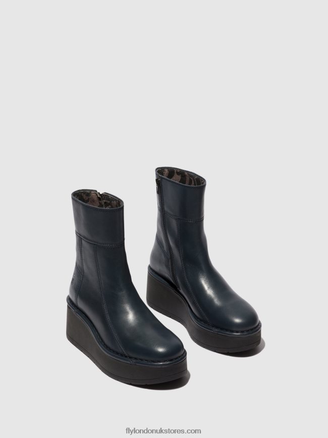Zip Up Ankle Boots HANN248 Women Fly London 4V24RT56 NAVY