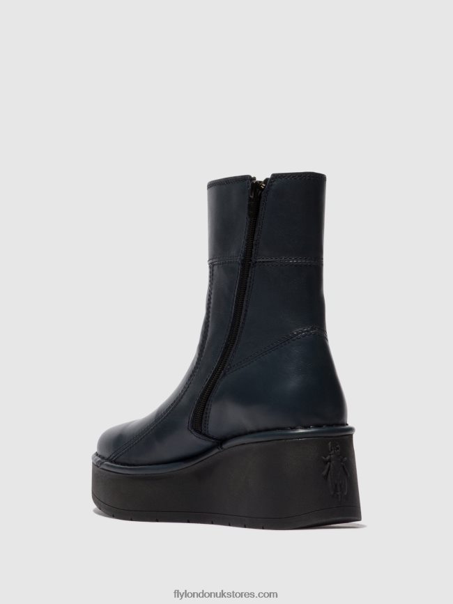 Zip Up Ankle Boots HANN248 Women Fly London 4V24RT56 NAVY