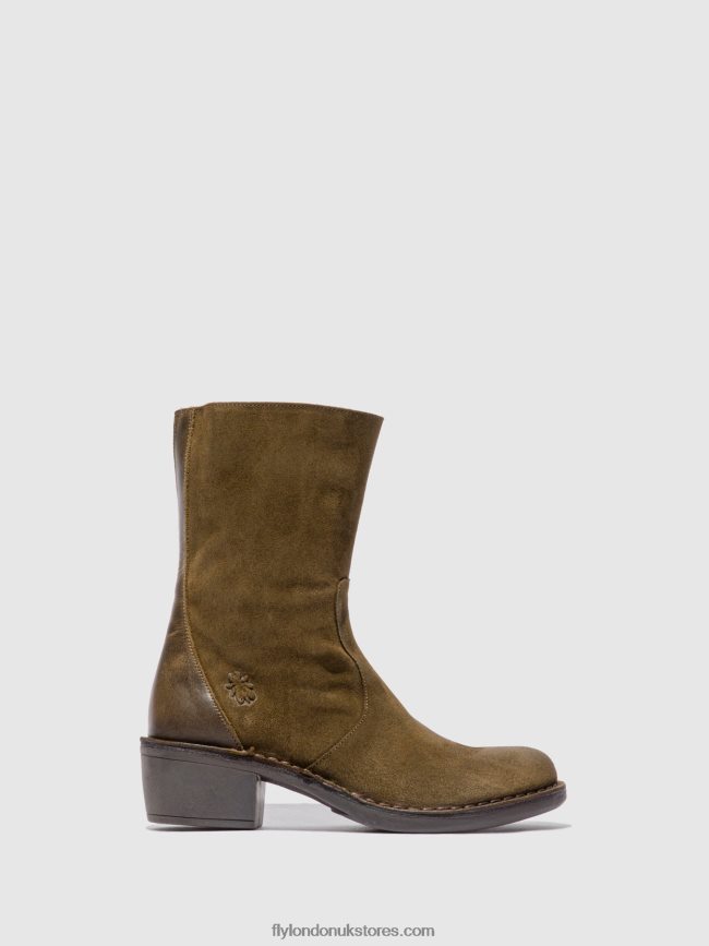 Zip Up Ankle Boots MANE073 Women Fly London 4V24RT180 OILSUEDE/RUG SLUDGE/OLIVE