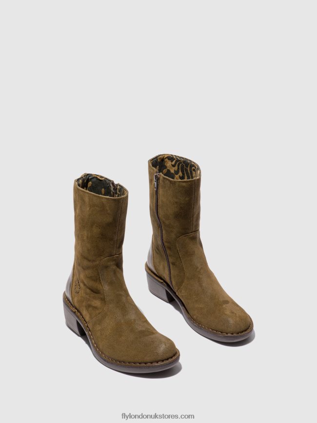 Zip Up Ankle Boots MANE073 Women Fly London 4V24RT180 OILSUEDE/RUG SLUDGE/OLIVE