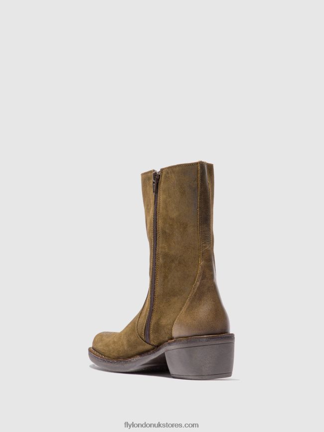 Zip Up Ankle Boots MANE073 Women Fly London 4V24RT180 OILSUEDE/RUG SLUDGE/OLIVE
