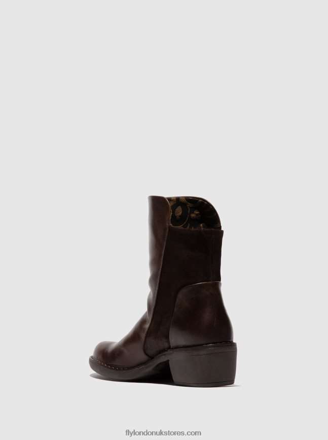 Zip Up Ankle Boots MELY074 Women Fly London 4V24RT172 RUG/OILSUEDE DK BROWN/EXPRESSO
