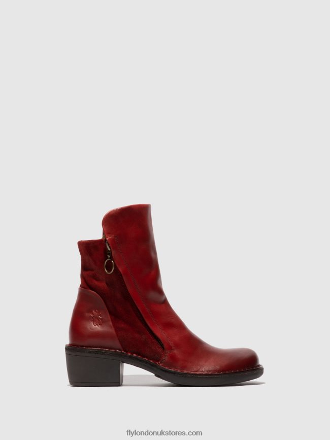 Zip Up Ankle Boots MELY074 Women Fly London 4V24RT179 RUG/OILSUEDE RED