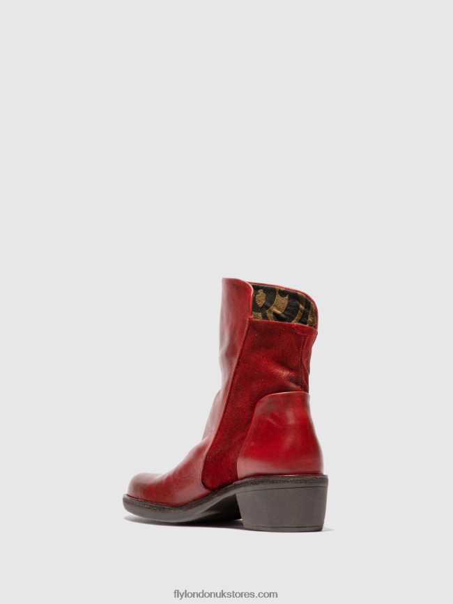 Zip Up Ankle Boots MELY074 Women Fly London 4V24RT179 RUG/OILSUEDE RED