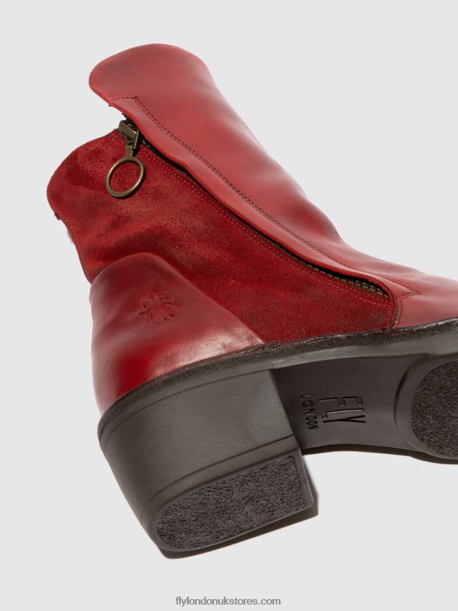 Zip Up Ankle Boots MELY074 Women Fly London 4V24RT179 RUG/OILSUEDE RED