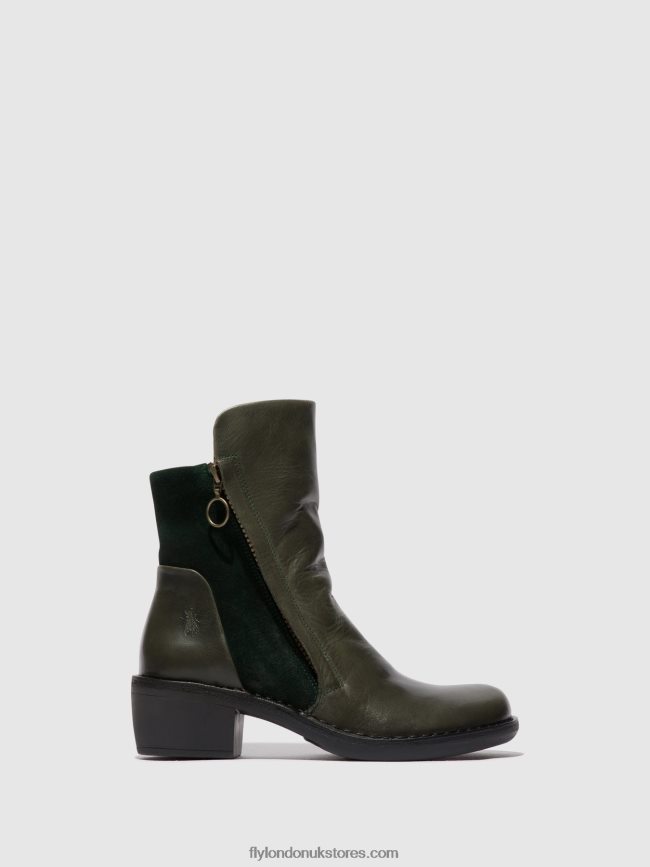 Zip Up Ankle Boots MELY074 Women Fly London 4V24RT57 DIESEL/GREEN FOREST