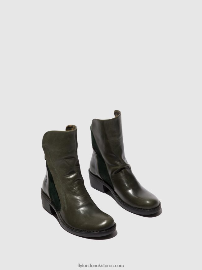 Zip Up Ankle Boots MELY074 Women Fly London 4V24RT57 DIESEL/GREEN FOREST
