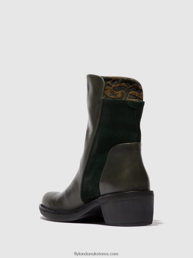 Zip Up Ankle Boots MELY074 Women Fly London 4V24RT57 DIESEL/GREEN FOREST