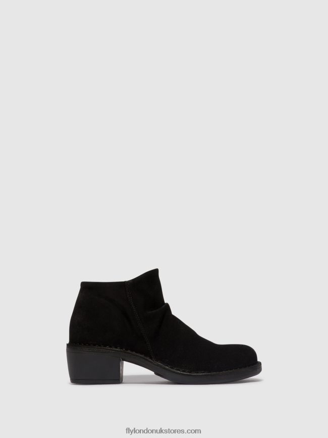 Zip Up Ankle Boots MERK093 Women Fly London 4V24RT2 OIL SUEDE BLACK