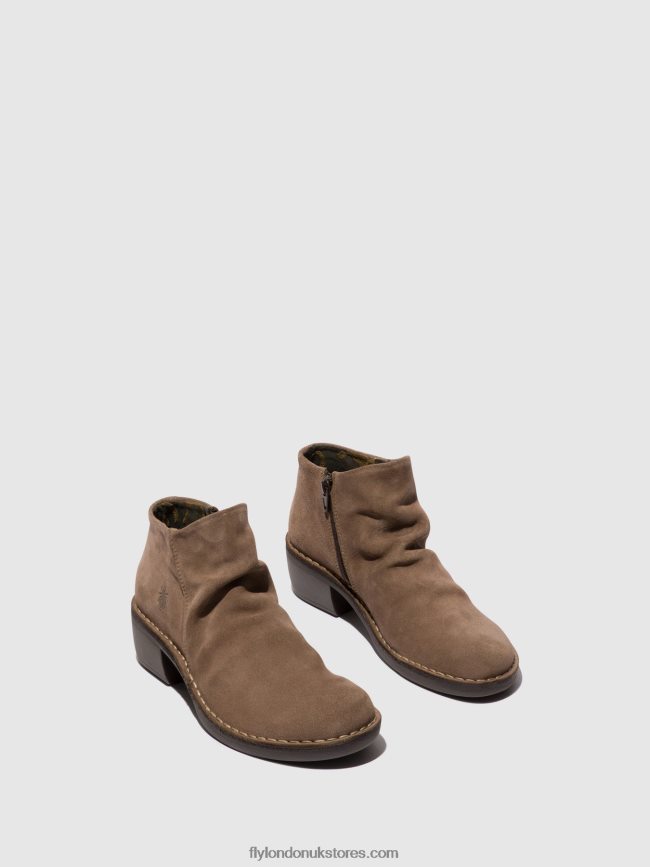 Zip Up Ankle Boots MERK093 Women Fly London 4V24RT53 TAUPE