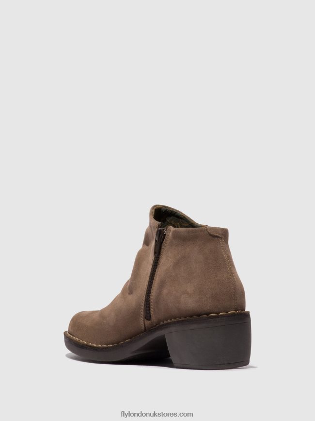 Zip Up Ankle Boots MERK093 Women Fly London 4V24RT53 TAUPE