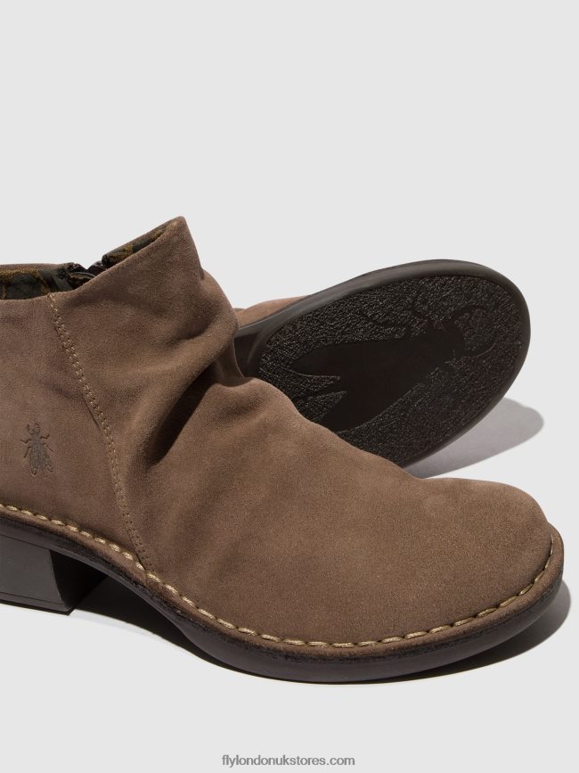 Zip Up Ankle Boots MERK093 Women Fly London 4V24RT53 TAUPE