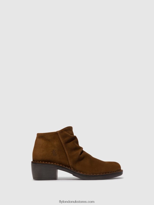 Zip Up Ankle Boots MERK093 Women Fly London 4V24RT55 CAMEL