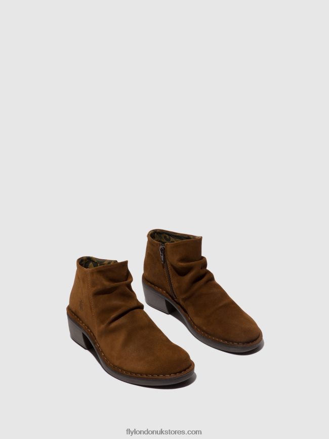 Zip Up Ankle Boots MERK093 Women Fly London 4V24RT55 CAMEL