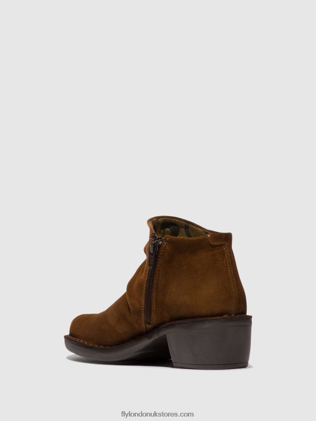 Zip Up Ankle Boots MERK093 Women Fly London 4V24RT55 CAMEL