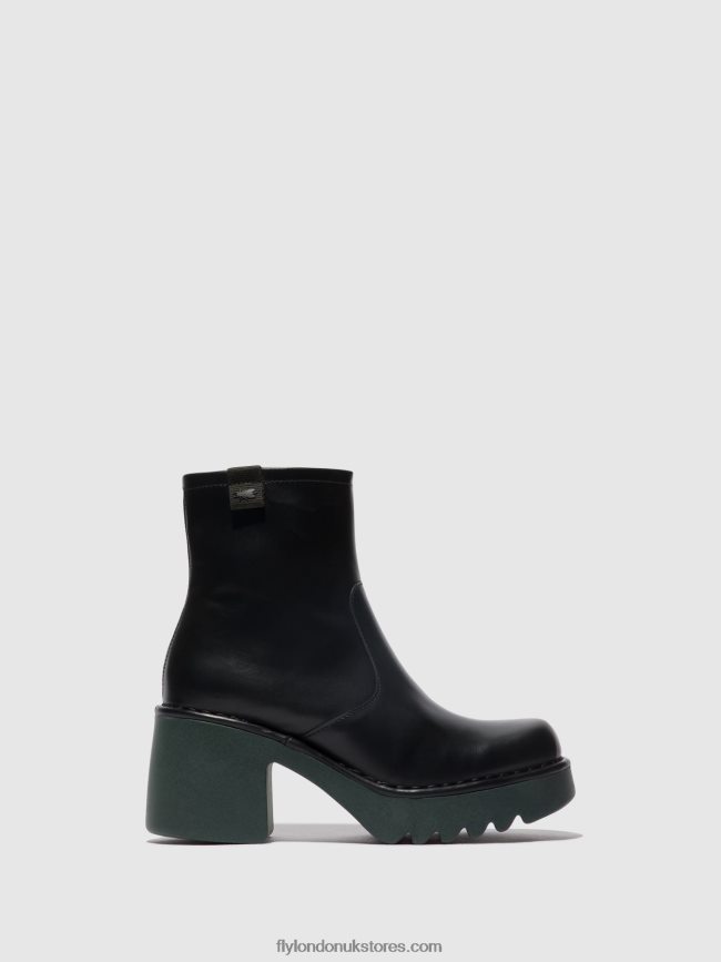 Zip Up Ankle Boots MOGE250 Women Fly London 4V24RT51 BLACK (TEAL SOLE)