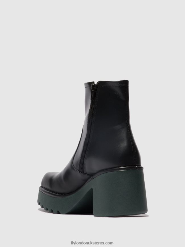 Zip Up Ankle Boots MOGE250 Women Fly London 4V24RT51 BLACK (TEAL SOLE)