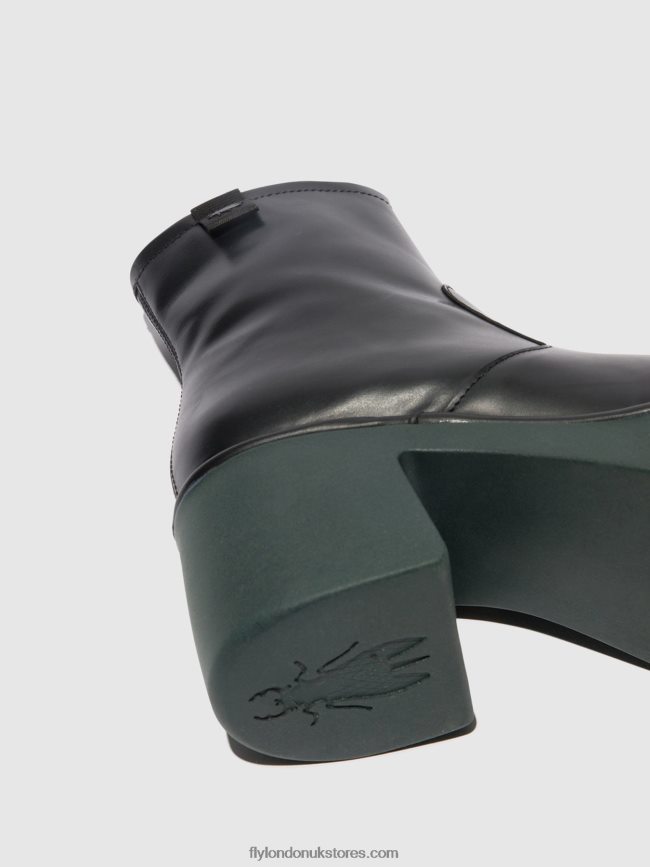 Zip Up Ankle Boots MOGE250 Women Fly London 4V24RT51 BLACK (TEAL SOLE)