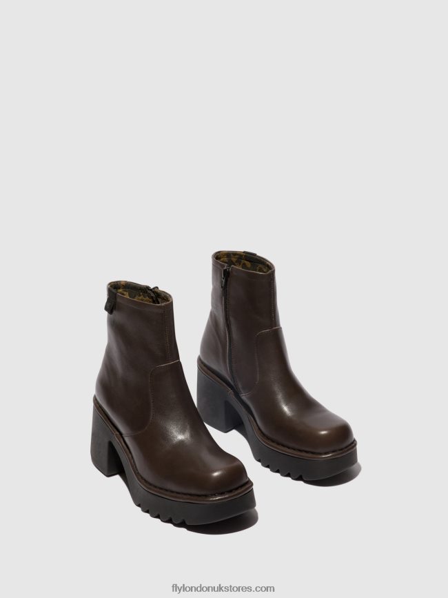 Zip Up Ankle Boots MOGE250 Women Fly London 4V24RT52 DK.TAUPE