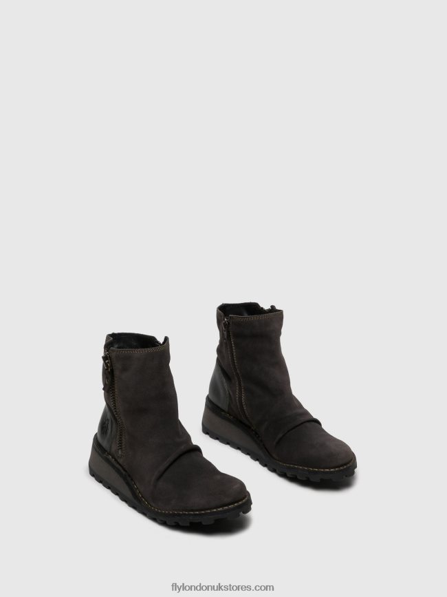 Zip Up Ankle Boots MON944 DIESEL Women Fly London 4V24RT271 Gray