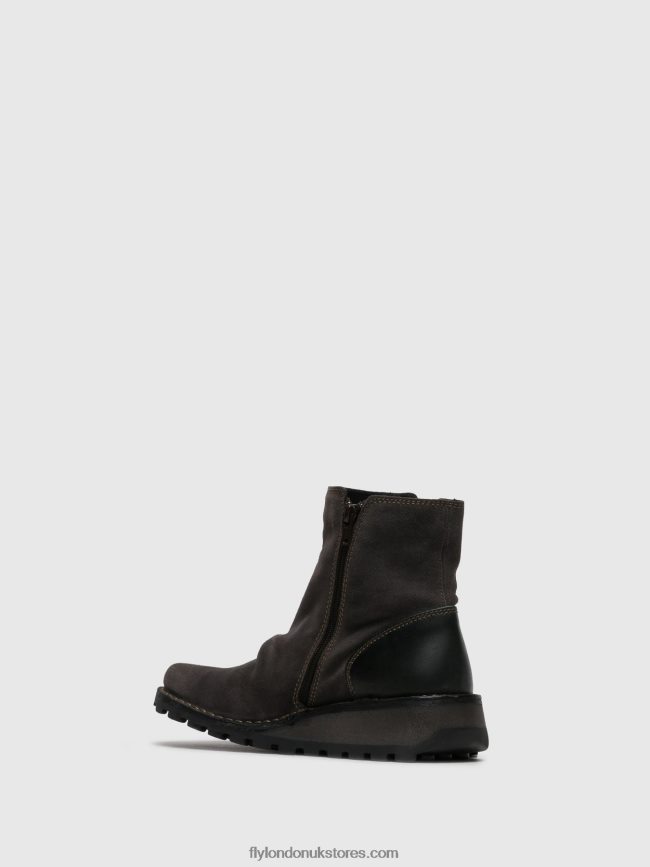 Zip Up Ankle Boots MON944 DIESEL Women Fly London 4V24RT271 Gray