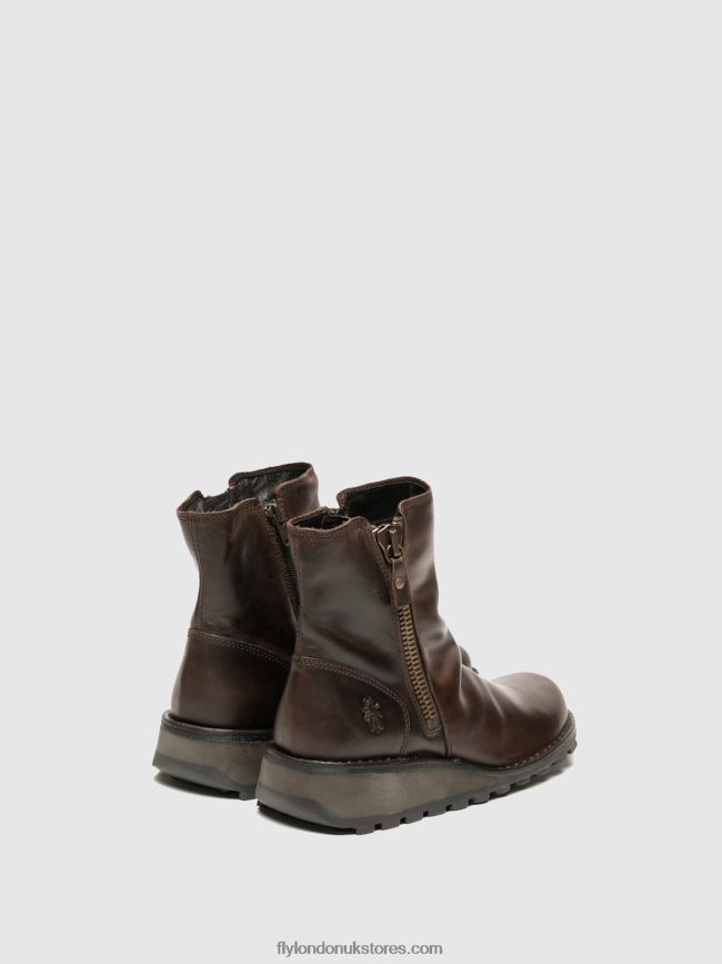 Zip Up Ankle Boots MON944 DK. Women Fly London 4V24RT270 BROWN