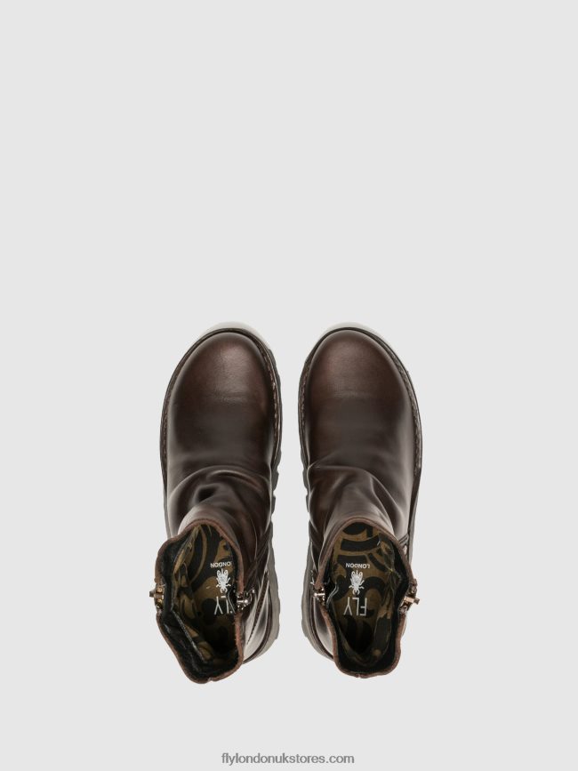 Zip Up Ankle Boots MON944 DK. Women Fly London 4V24RT270 BROWN