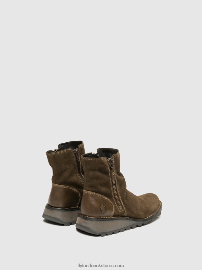 Zip Up Ankle Boots MON944 Women Fly London 4V24RT12 SLUDGE/OLIVE