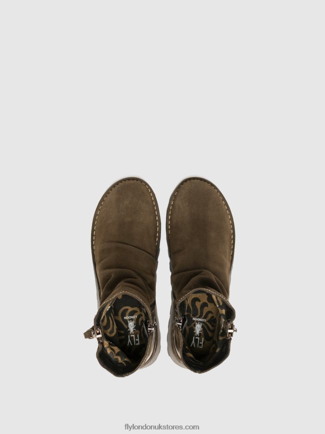 Zip Up Ankle Boots MON944 Women Fly London 4V24RT12 SLUDGE/OLIVE