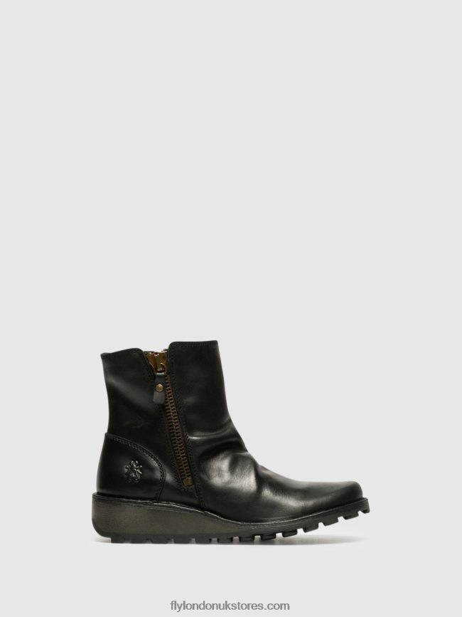 Zip Up Ankle Boots MON944 Women Fly London 4V24RT269 BLACK