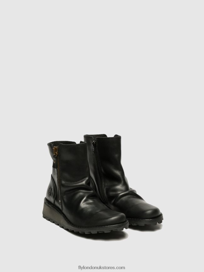 Zip Up Ankle Boots MON944 Women Fly London 4V24RT269 BLACK