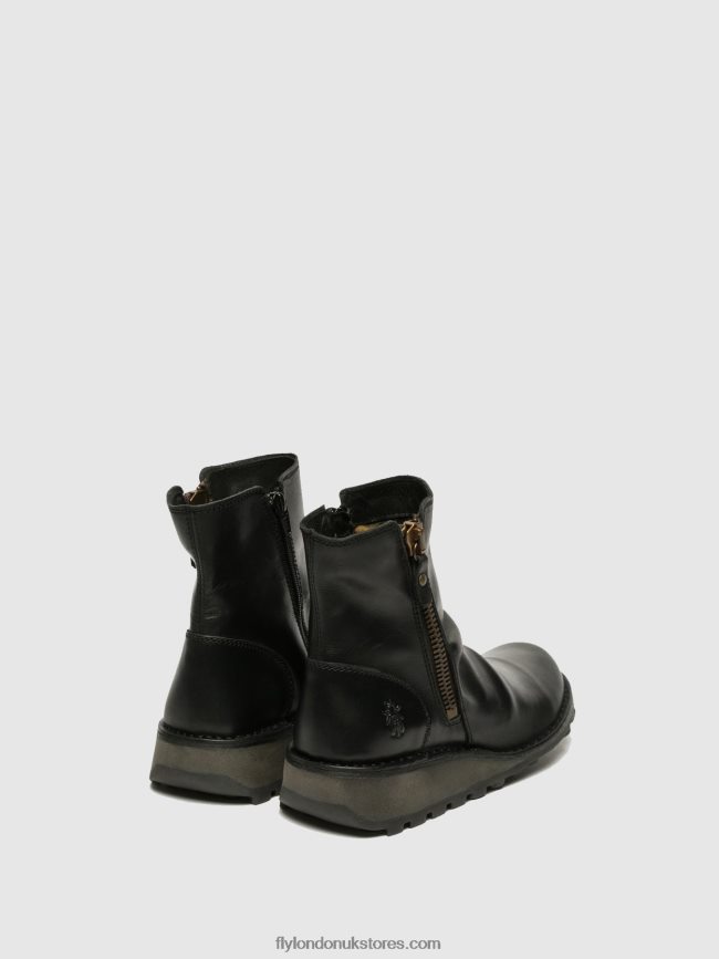 Zip Up Ankle Boots MON944 Women Fly London 4V24RT269 BLACK