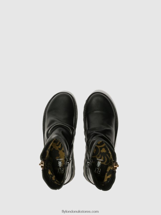 Zip Up Ankle Boots MON944 Women Fly London 4V24RT269 BLACK